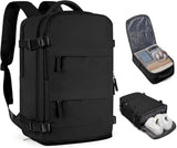 Travel Backpack 42 x 30 x 20 cm, Black, Cabin Bag with Dry and Wet Sorting - Front View