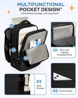 Travel Backpack 42 x 30 x 20 cm, Black, Cabin Bag with Dry and Wet Sorting