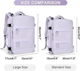 Purple Travel Backpack Cabin Bag with Dry Wet Sorting, 42 x 30 x 20 cm