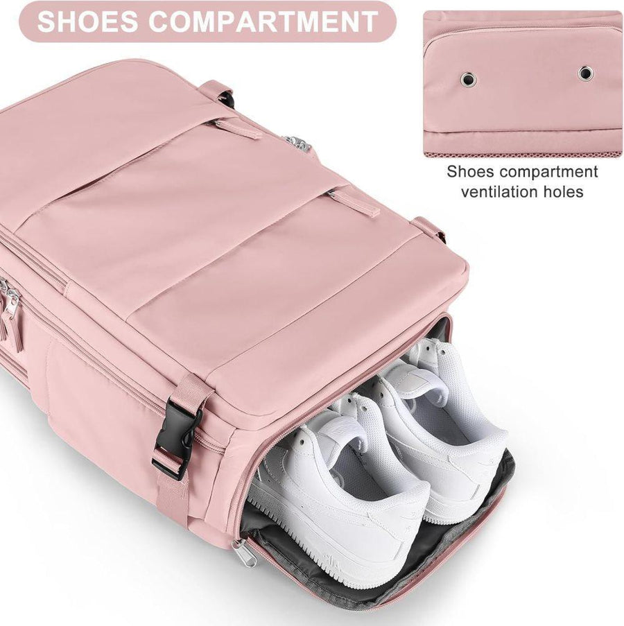 40L Travel Backpack Cabin Bag, Dry Wet Sorting, with Luggage Strap, 42 x 30 x 20 cm, Beige
