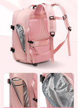40L Travel Backpack Cabin Bag, Dry Wet Sorting, with Luggage Strap, 42 x 30 x 20 cm, Beige - Close-Up Angle
