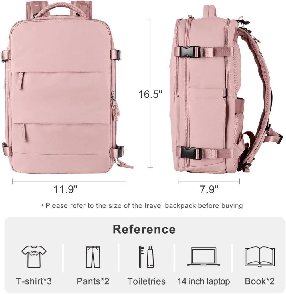 42L Travel Backpack Cabin Bag Hand Luggage Flight with Dry Wet Sorting, 42 x 30 x 20 cm, Pink