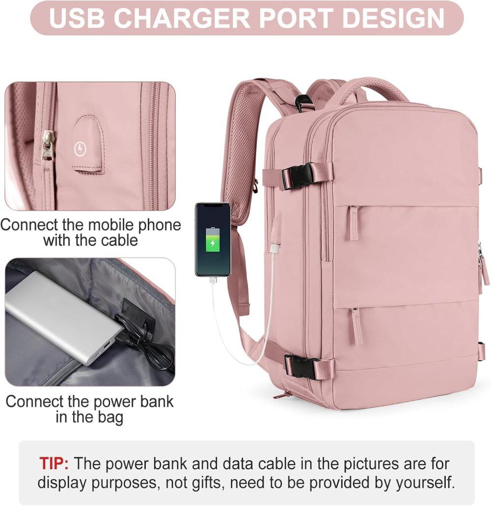42L Travel Backpack Cabin Bag Hand Luggage Flight with Dry Wet Sorting, 42 x 30 x 20 cm, Pink
