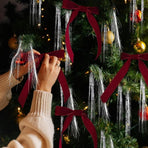 12 Christmas Bows for Tree, Velvet in Burgundy