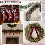 12 Christmas Bows for Tree, Velvet in Burgundy