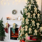12 Christmas Bows Velvet Tree Decorations in Beige, 6-inch