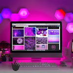 6 RGB Hexagon LED Wall Lamps with App Control, 16.5x14.5cm