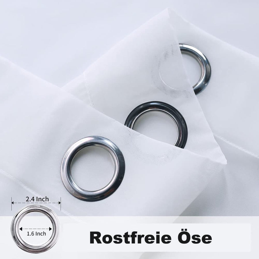 1 Pair Water Resistant Sheer Eyelet Curtains for Outdoor, 132x274 cm, White