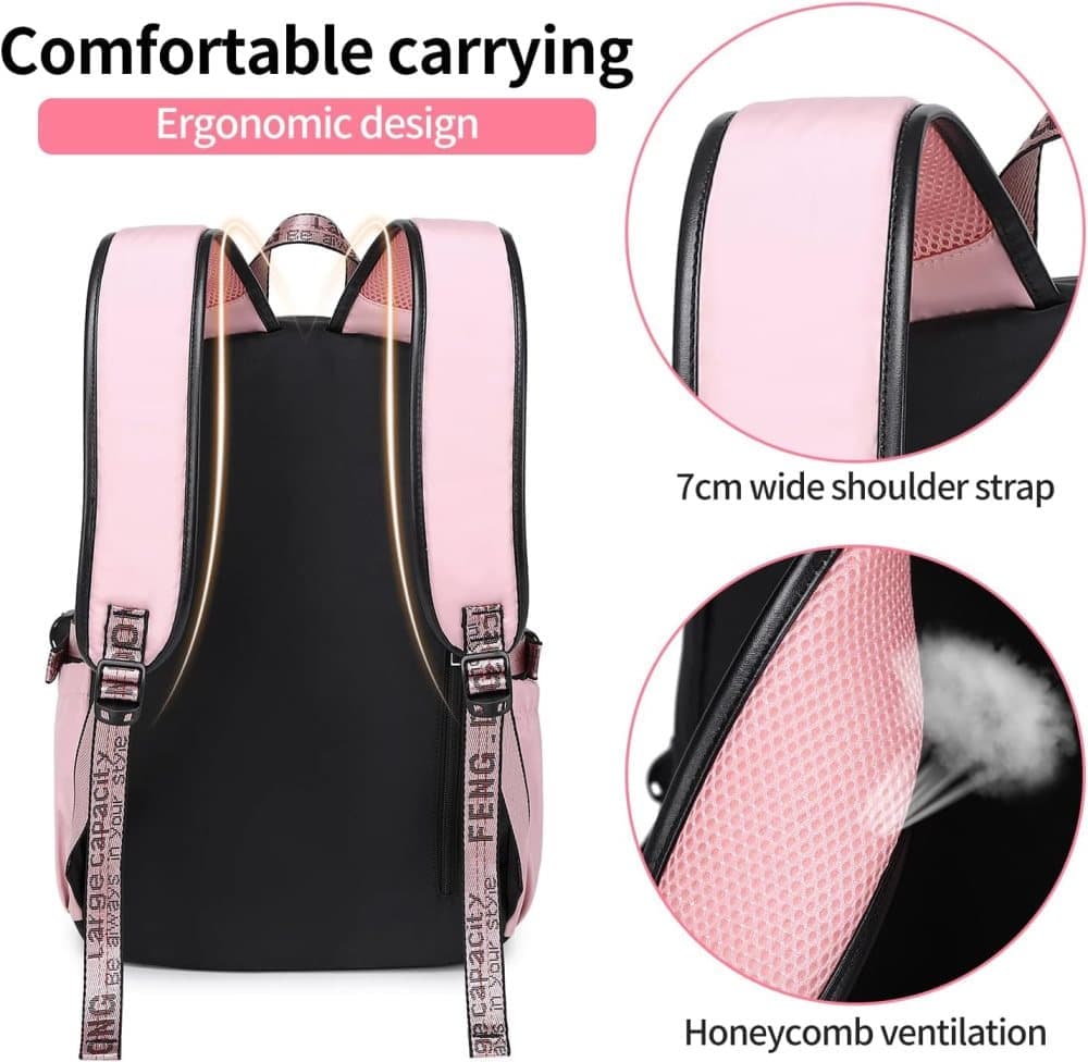 Children Backpack for School, Waterproof Durable Large Capacity Backpack for Kids Teens, Comfortable to Carry, Pink