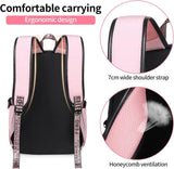 Children Backpack for School, Waterproof Durable Large Capacity Backpack for Kids Teens, Comfortable to Carry, Pink - Rear View