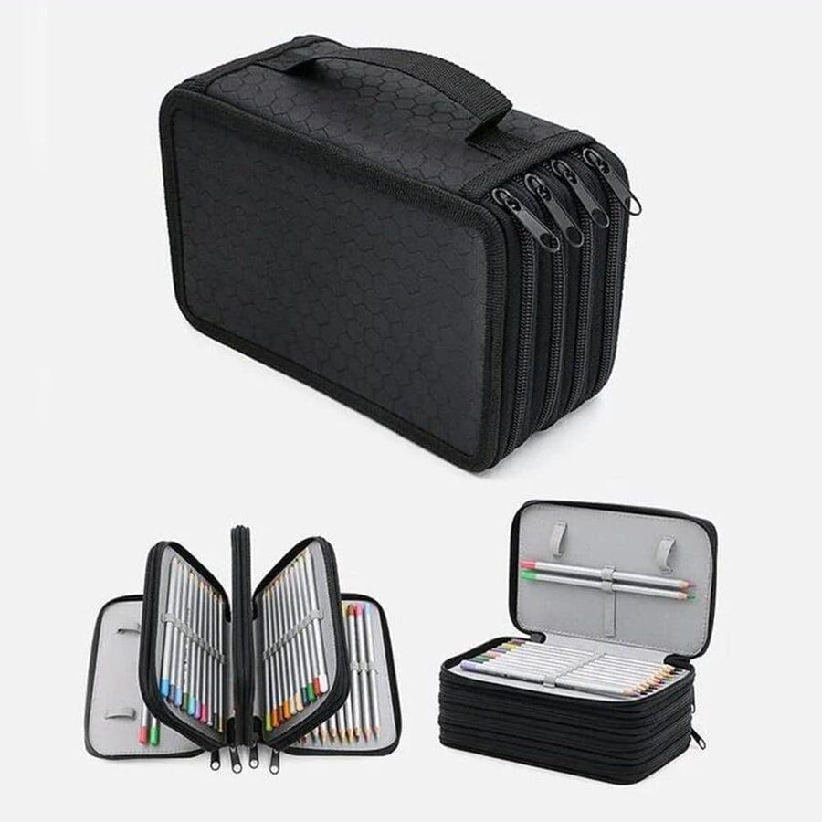 72 Holes Pen Case with Compartments, Large Capacity Lightweight Durable for Students and Office Use, Orange