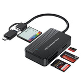 4-in-1 Card Reader USB 3.0 & USB-C High Speed 5120 Mbps, Compatible with Mac iPad PC Smartphone, Micro SD SD CF MS Stick