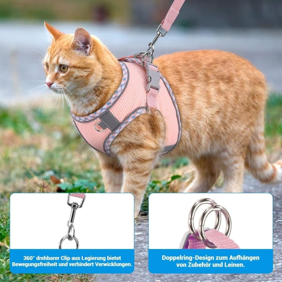 1PCS Adjustable Dog and Cat Harness with Leash Reflective Soft Secure Fit, S, Green