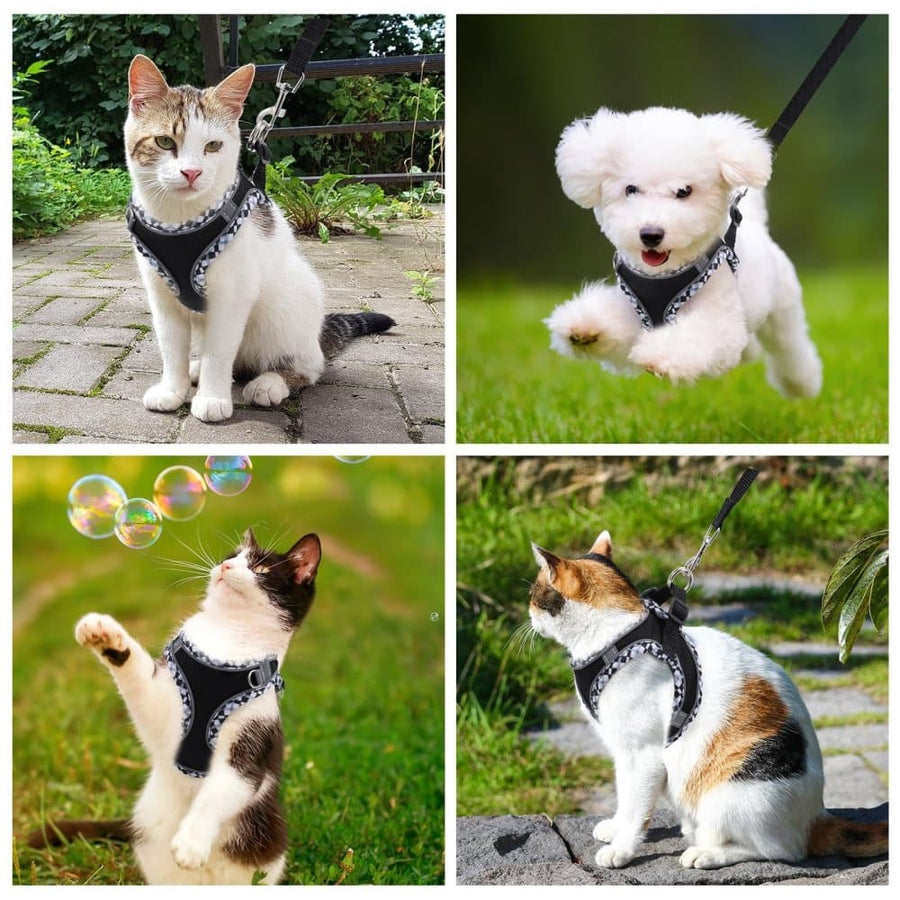 1PCS Adjustable Dog and Cat Harness with Leash Reflective Soft Secure Fit, S, Green