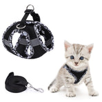 Adjustable Dog and Cat Harness with Leash Reflective Secure Fit, S, Black