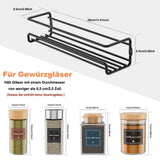 2-Piece Stainless Steel Spice Rack Wall Mounted Organizer, Black, 12.6 x 3.9 x 2.4 inches - Front View