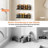 2-Piece Stainless Steel Spice Rack Wall Mounted Organizer, Black, 12.6 x 3.9 x 2.4 inches - Side View