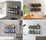 2-Piece Stainless Steel Spice Rack Wall Mounted Organizer, Black, 12.6 x 3.9 x 2.4 inches - Close-Up Angle