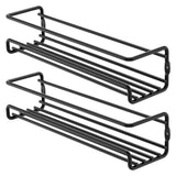 2-Piece Stainless Steel Spice Rack Wall Mounted Organizer, Black, 12.6 x 3.9 x 2.4 inches - Low Angle