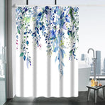 Waterproof Mold Resistant Shower Curtain Eucalyptus Blue Green, 180x180 cm