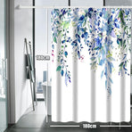 Waterproof Mold Resistant Shower Curtain Eucalyptus Blue Green, 180x180 cm