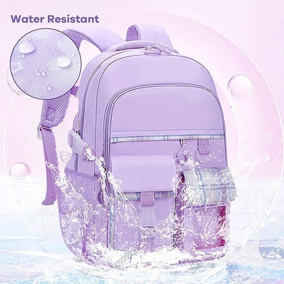 15.6 Inch Cute Kawaii Kids Backpack for Girls with Compartments, Blue, Elementary School & Teenage Girls School Bag