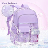 15.6 Inch Cute Kawaii Kids Backpack for Girls with Compartments, Blue, Elementary School & Teenage Girls School Bag - Top-Down View