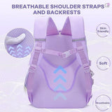 15.6 Inch Cute Kawaii Kids Backpack for Girls with Compartments, Blue, Elementary School & Teenage Girls School Bag - 45-Degree Angle