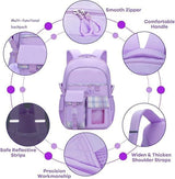 15.6 Inch Cute Kawaii Kids Backpack for Girls with Compartments, Blue, Elementary School & Teenage Girls School Bag