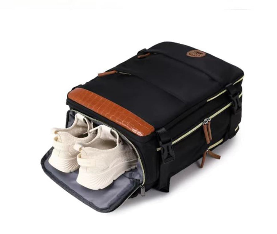 28L Multifunctional Backpack with Shoe Compartment for School Travel Work, Gray, 28x19x42 cm