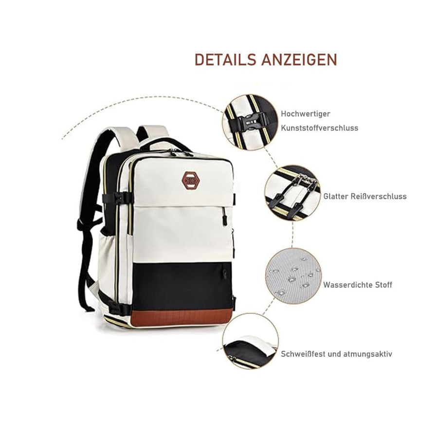 28L Multifunctional Backpack with Shoe Compartment for School Travel Work, 28x19x42cm, Blue