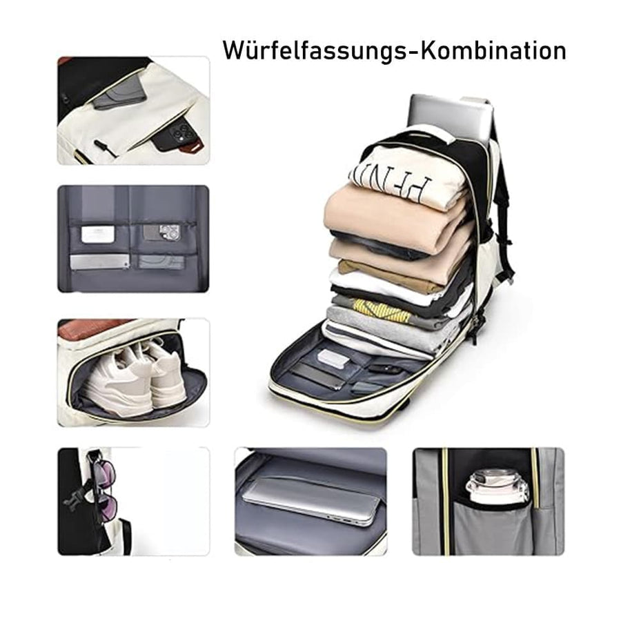 28L Multifunctional Backpack with Shoe Compartment for School Travel Work, 28x19x42cm, Blue