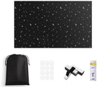 Blackout Curtain DIY Portable No-Drill UV Protection, Star and Moon Print, 145×100cm