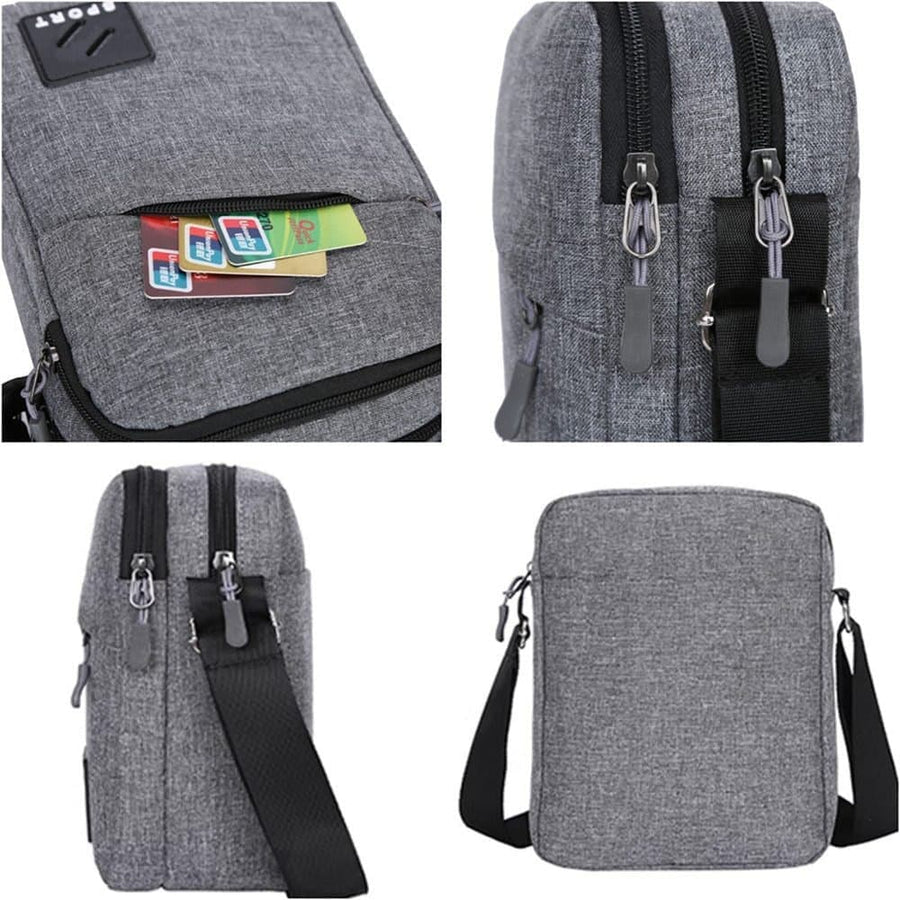 Waterproof Shoulder Backpack Multifunctional with Two Compartments, 16x23x9cm Gray