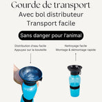 Portable Dog Water Bottle with Bowl 500ml, Blue, Compatible with Dogs