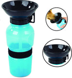 Portable Dog Water Bottle with Bowl 500ml, Blue, Compatible with Dogs