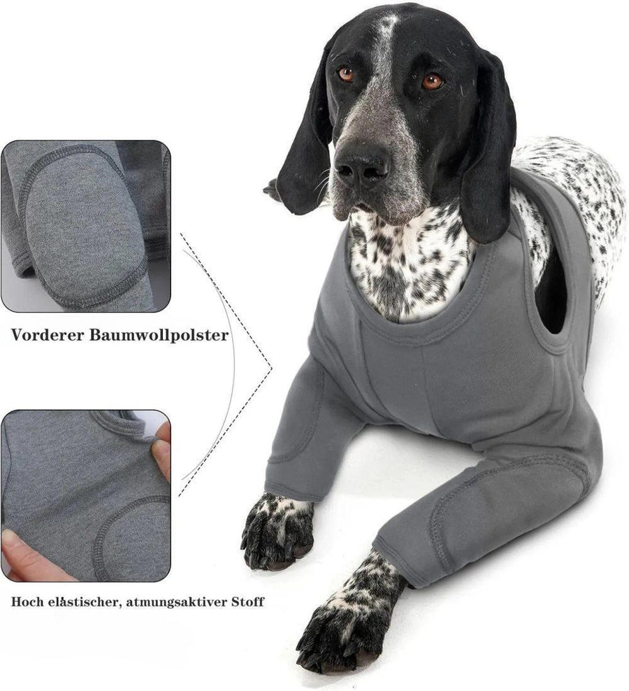 2XL Dog Breathable Elastic Elbow Protection, Dark Gray, Post-Surgery Foreleg Protector to Prevent Licking and Biting