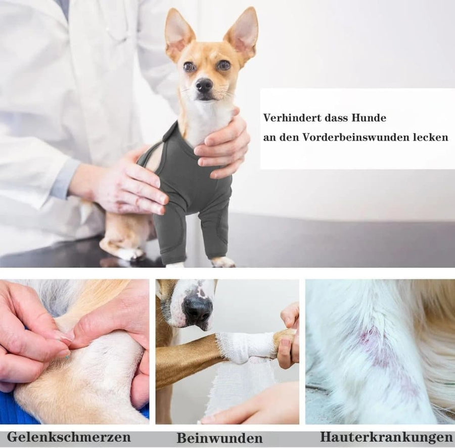 3XL Dog Elbow Protection, Dark Gray, Breathable Elastic Post-Surgery Foreleg Cover to Prevent Licking and Biting