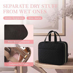 Waterproof Makeup Bag with Hanging Hook, Lightweight Toiletry Bag for Bathroom and Travel, Black
