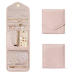 Pink Travel Jewelry Box with Compartments, 15cm, Compact Jewelry Storage Bag Easy to Carry in Your Bag
