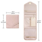 Pink Travel Jewelry Box with Compartments, 15cm, Compact Jewelry Storage Bag Easy to Carry in Your Bag