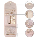 Pink Travel Jewelry Box with Compartments, 15cm, Compact Jewelry Storage Bag Easy to Carry in Your Bag