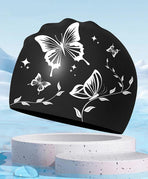 1 Waterproof Silicone Swimming Cap Non-Slip Elastic Comfortable for Adults, One Size, Black