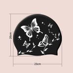 1 Waterproof Silicone Swimming Cap Non-Slip Elastic Comfortable for Adults, One Size, Black
