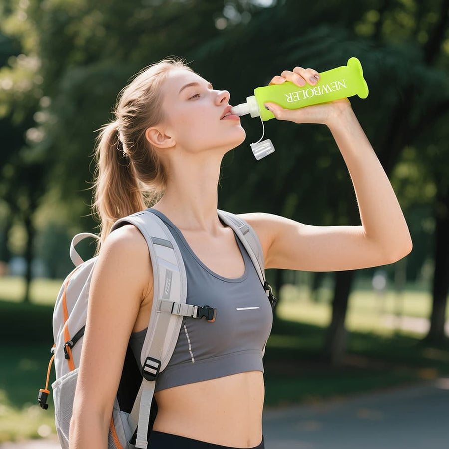 500ml Foldable Water Bottle BPA-Free Soft Bottle for Marathons Camping Hiking, 500ml, Purple
