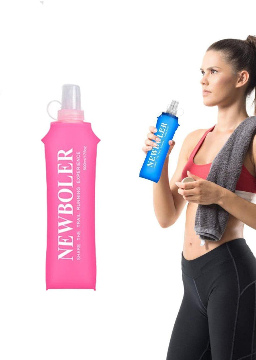 500ml Foldable Water Bottle BPA-Free Soft Bottle for Marathons Camping Hiking, 500ml, Purple