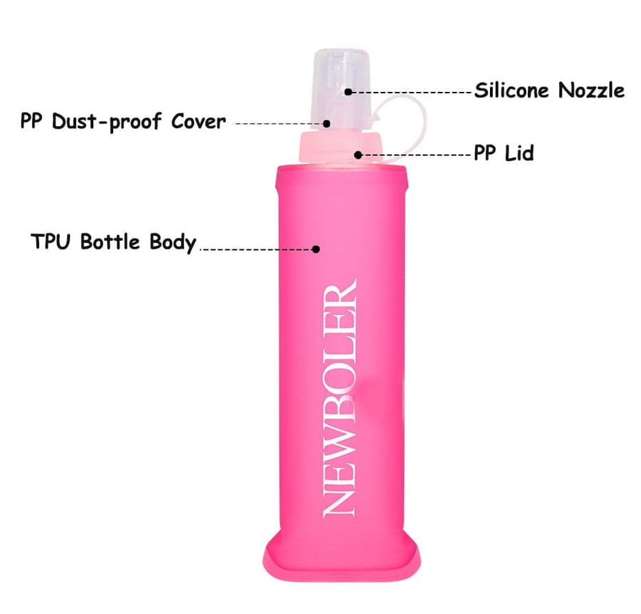 500ml Foldable Water Bottle BPA-Free Soft Bottle for Marathons Camping Hiking, Green