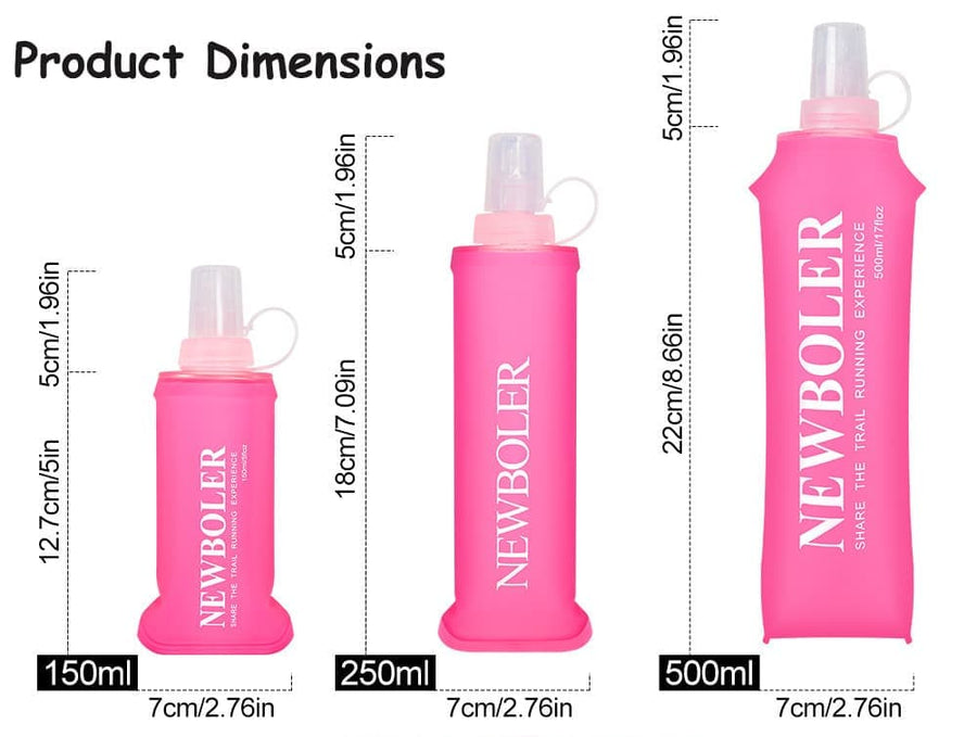 500ml Foldable Water Bottle BPA-Free Soft Bottle for Marathons Camping Hiking, Green