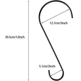Hanging Multi-functional S Hook (Metal) Size: 305mm Color: Black for Birds (1pc) - Side View