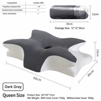 Ice Silk Butterfly-Shaped Memory Foam Pillow | Ergonomic, Orthopedic, Sleep-Aiding, Suitable for Three Sleeping Positions (23.62*15.75*5.12 inch，Dark gray)